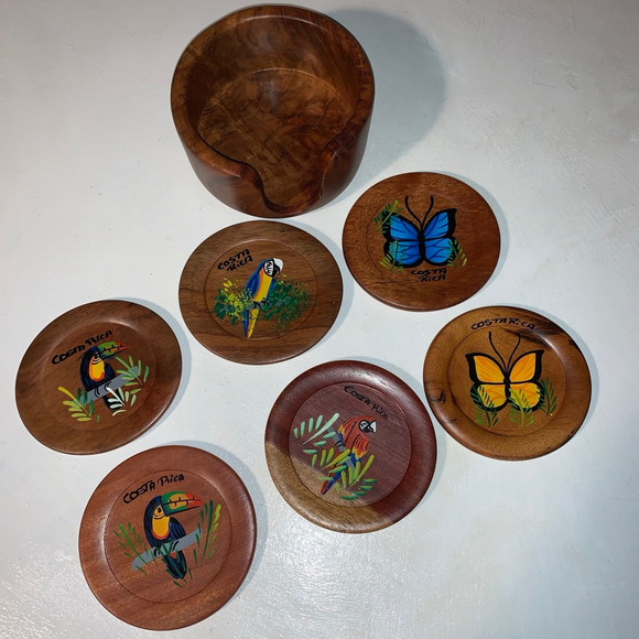 Unbranded Other - Unbranded Brown Wooden Costa Rica Coasters Set One Size